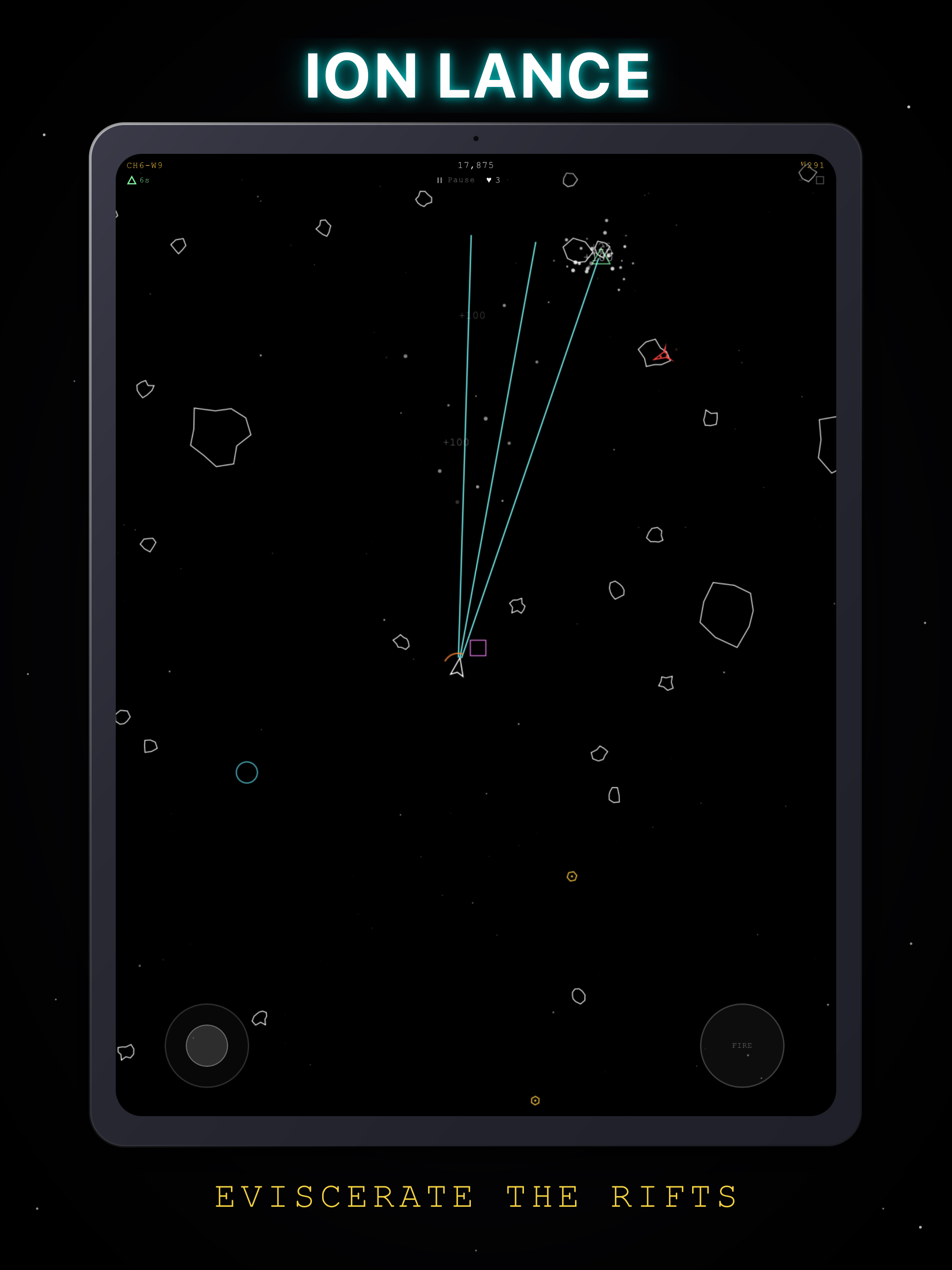 Rift Drifter on iPad: Ion Lance, sustained beam